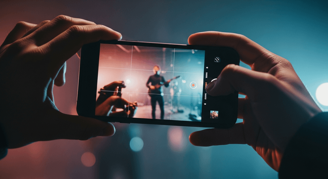 Independent artist using a smartphone for low budget music video production, demonstrating accessible video content for YouTube strategy.