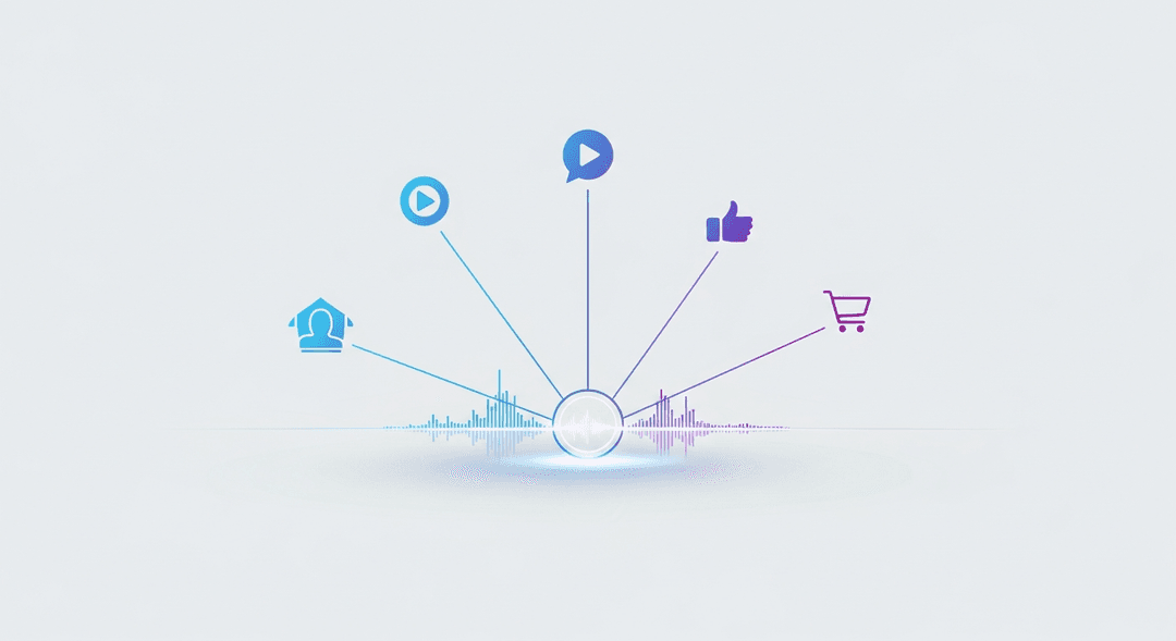 A conceptual image of a unified bio link music hub, showing a single smart link branching out to various music streaming links and fan engagement platforms for artists.