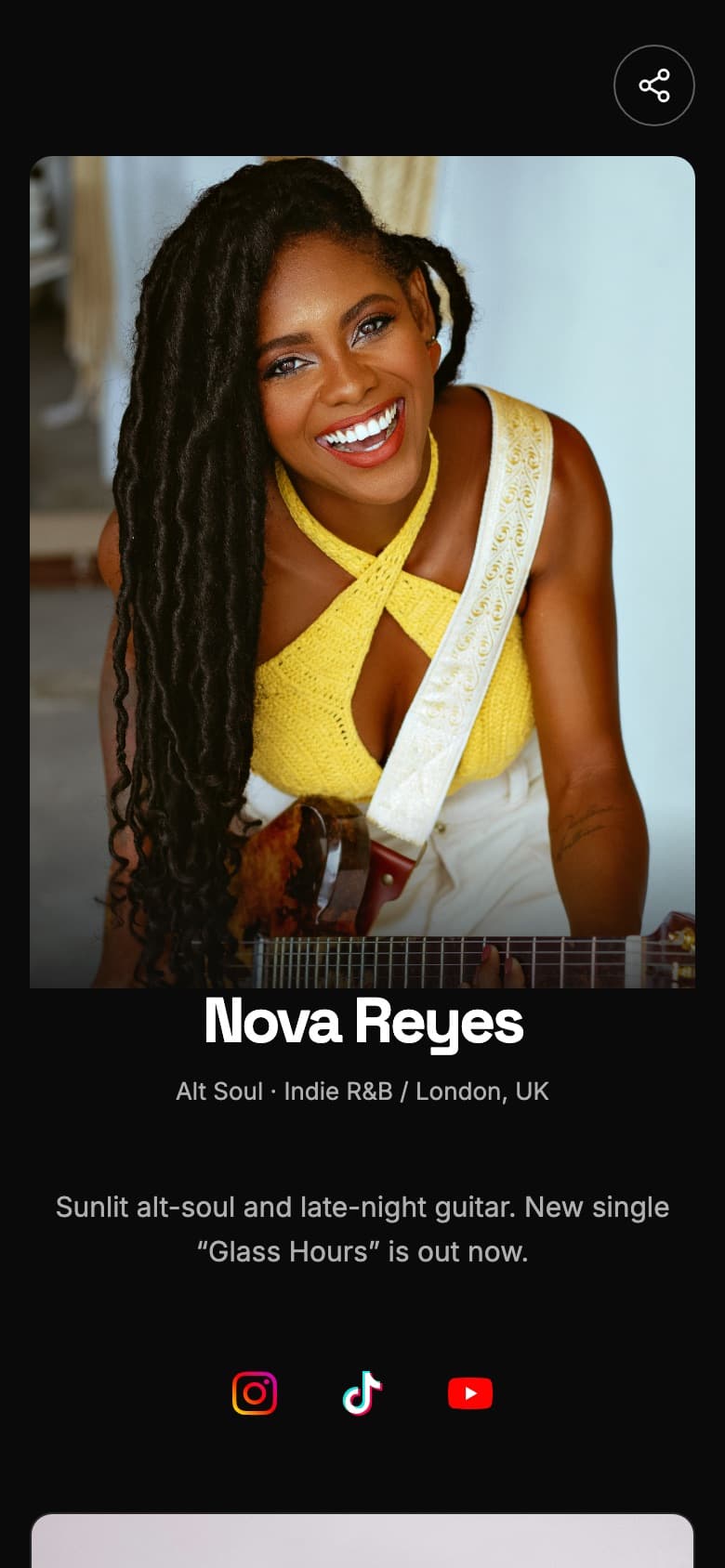 An example Tune.page in the Backstage style