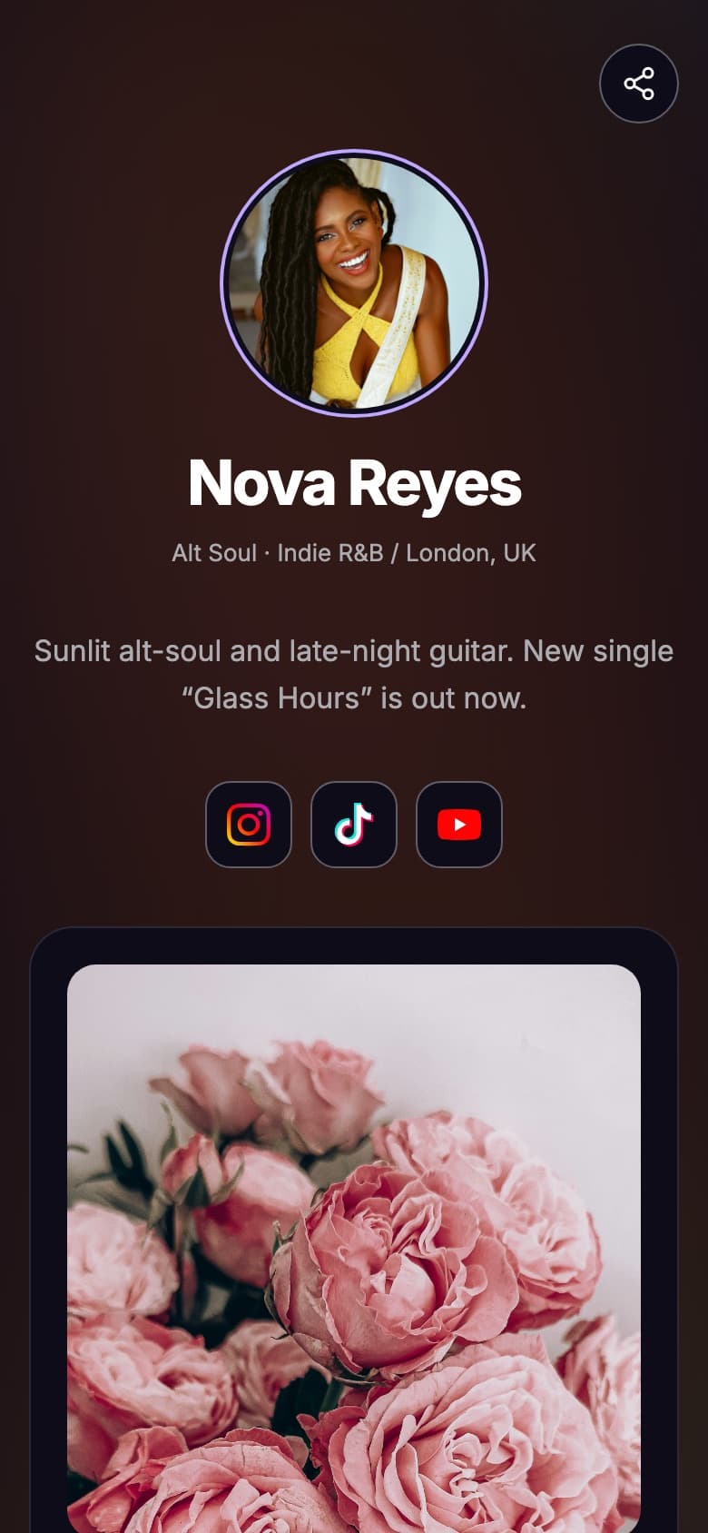 An example Tune.page in the Classic style